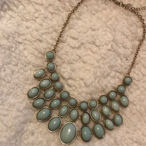 Teal and gold statement necklace